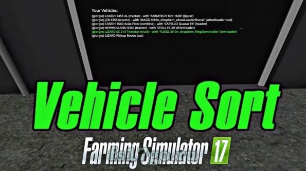 Мод «VehicleSort RUS» для Farming Simulator 2017