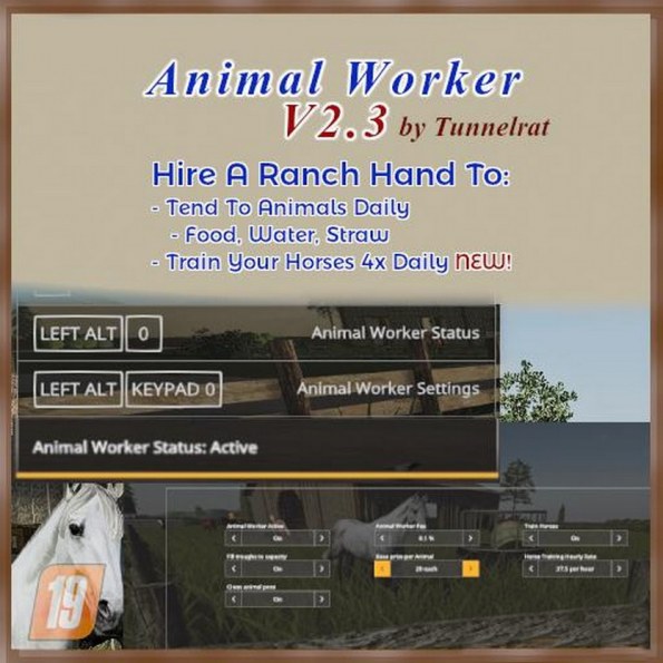 Мод Скрипт «Animal Worker RUS» для Farming Simulator 2019
