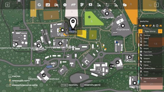 Сеть маршрутов Autodrive для карты «Село Молоково» в Farming Simulator 2019