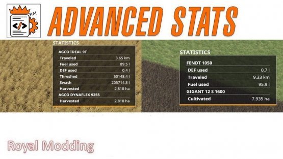 Мод Скрипт «Advanced Stats» для Farming Simulator 2019