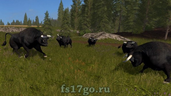 Размещаемые черные быки для Farming Simulator 17