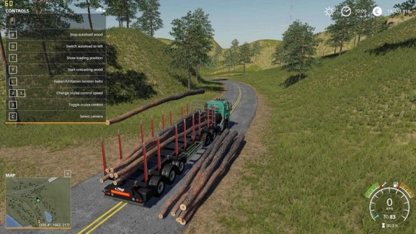 Мод «Прицеп с Автозагрузкой бревен» для Farming Simulator 2019