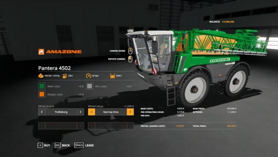 Мод «Amazone Pantera 4502 By Gamling» для Farming Simulator 2019