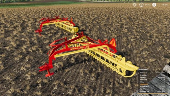 Мод «New Holland 258 Rake/Tedder» для Farming Simulator 2019